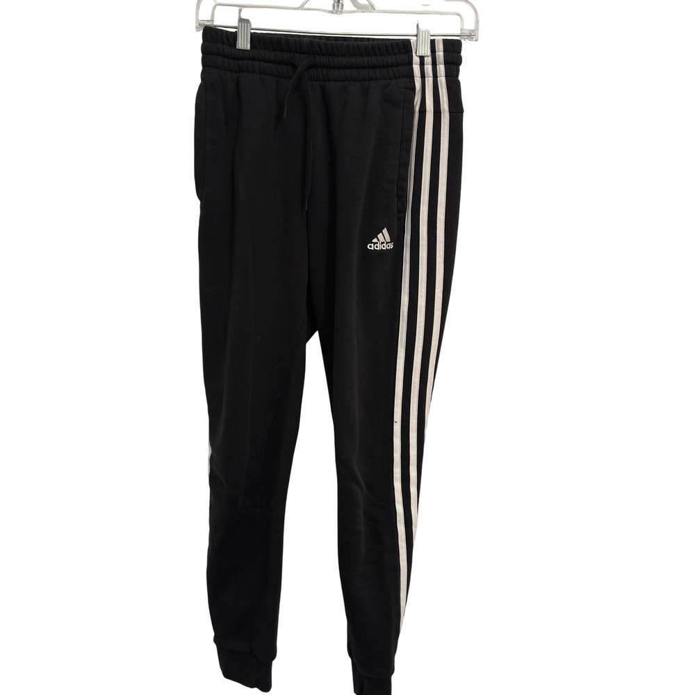 Women's‎ Adidas Joggers Black White 3-Stripe Fleece Sweatpants XS